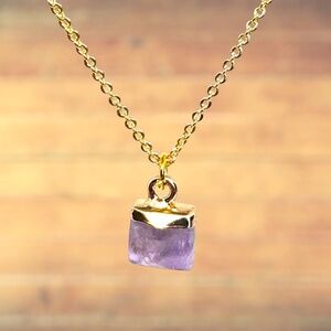 Indio Jewelry Delicate Gold Plated Amethyst Faceted Gemstone Necklace #206